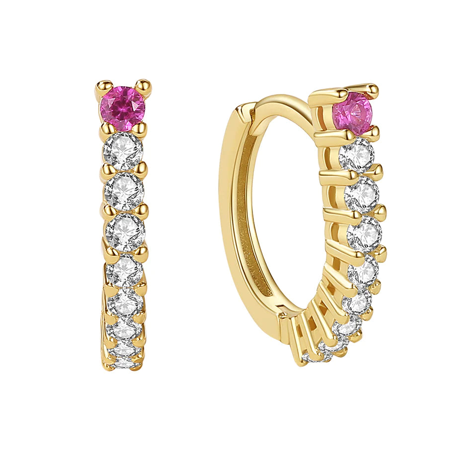 Pink CZ Hoop Earrings